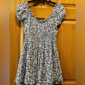 Summer skort, blue flower pattern